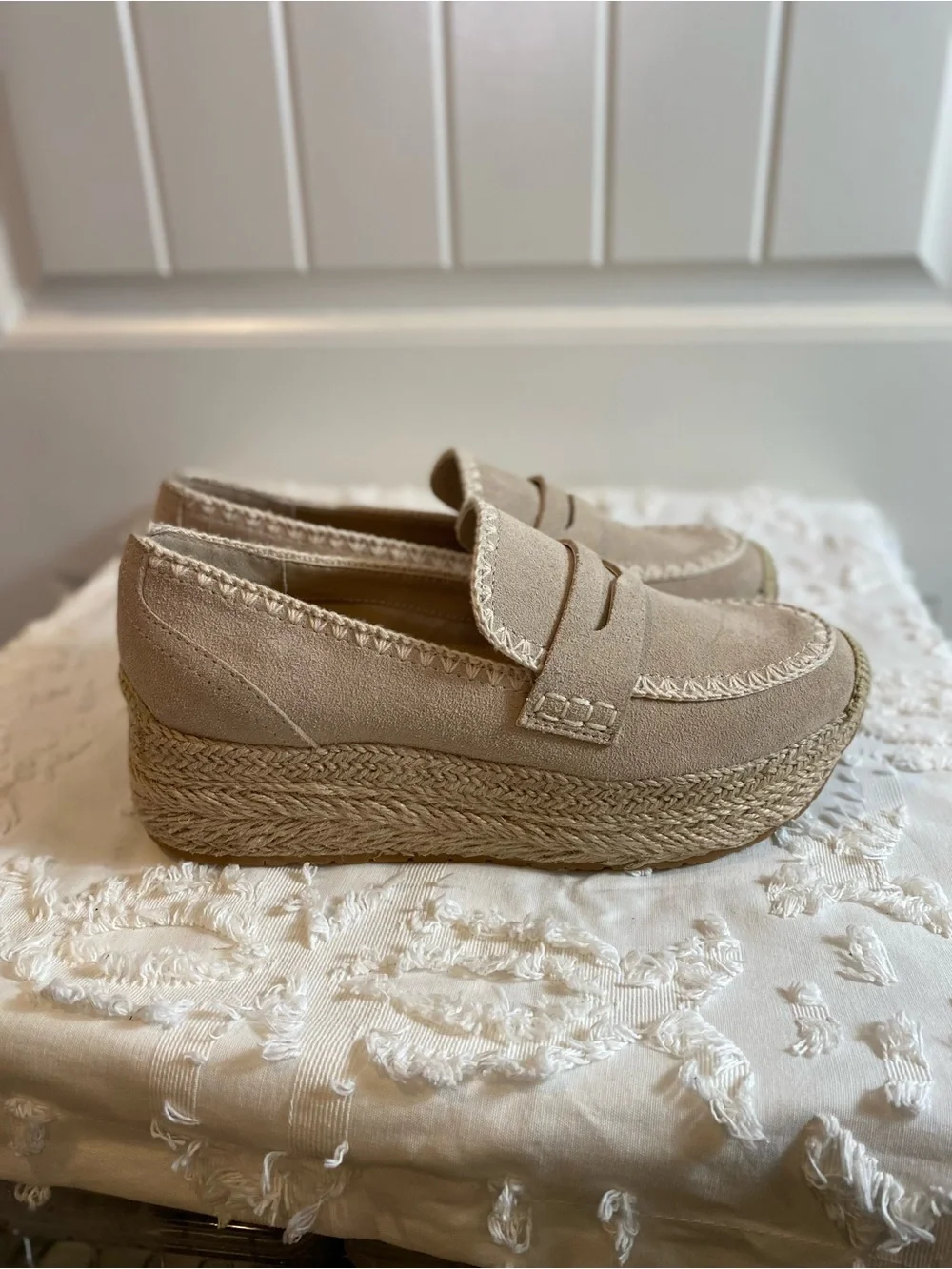 Dolce Vita Beige Suede Platform Loafers